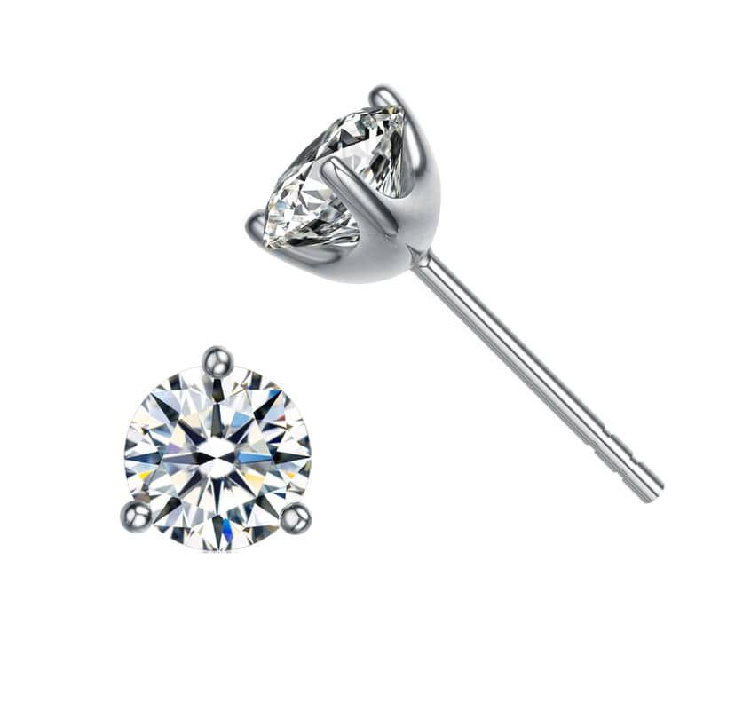 Lab Created Elegant 3-Prong Martini Solitaire Stud Earrings