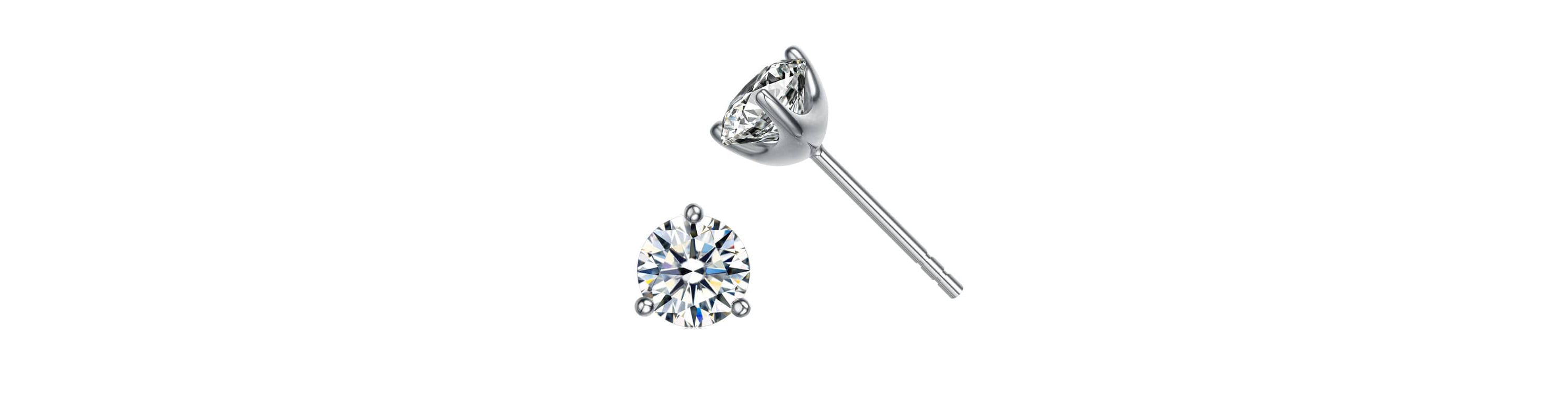 Lab Created Elegant 3-Prong Martini Solitaire Stud Earrings