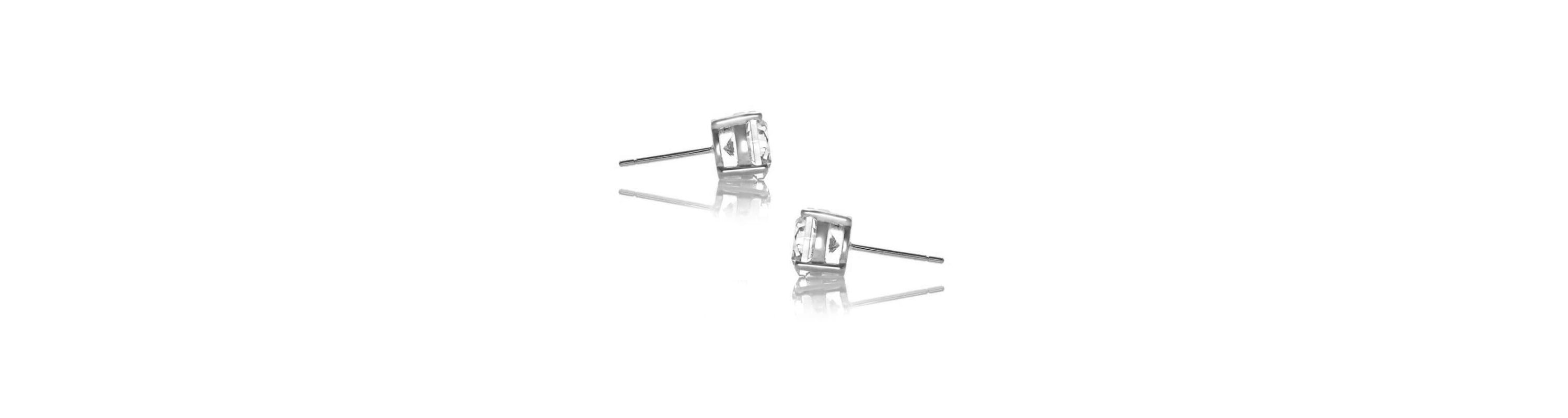 Lab Created Classic White Gold Plated with 7MM Cubic Zirconia Stud Earrings.