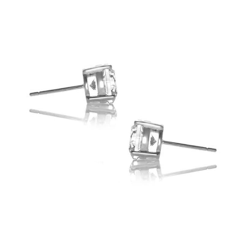 Lab Created Classic White Gold Plated with 7MM Cubic Zirconia Stud Earrings.