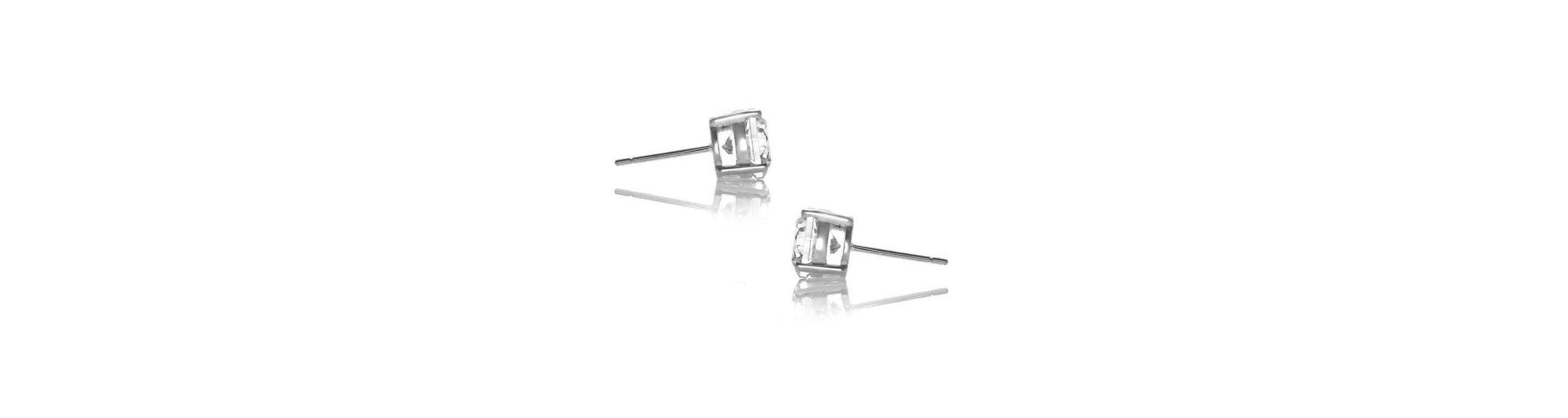 Lab Created Classic White Gold Plated with 7MM Cubic Zirconia Stud Earrings.