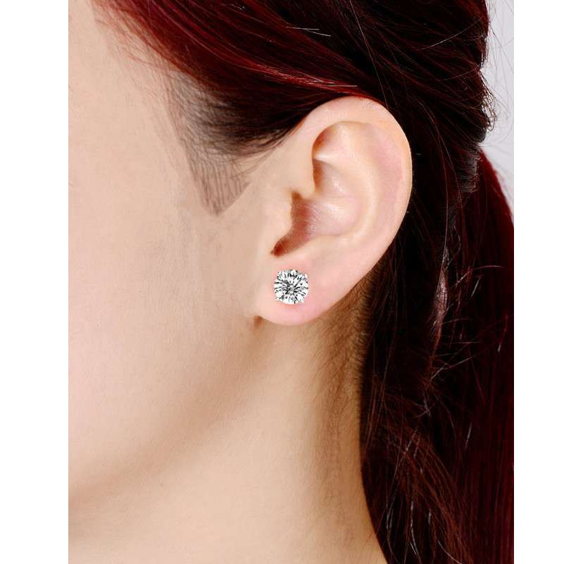 Lab Created Classic White Gold Plated with 7MM Cubic Zirconia Stud Earrings.