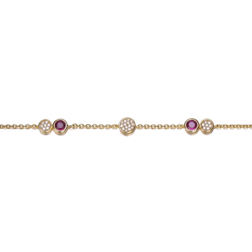 Lab Created Sterling Silver 14K Gold Plated Bracelet with Ruby Cubic Zirconia Stones