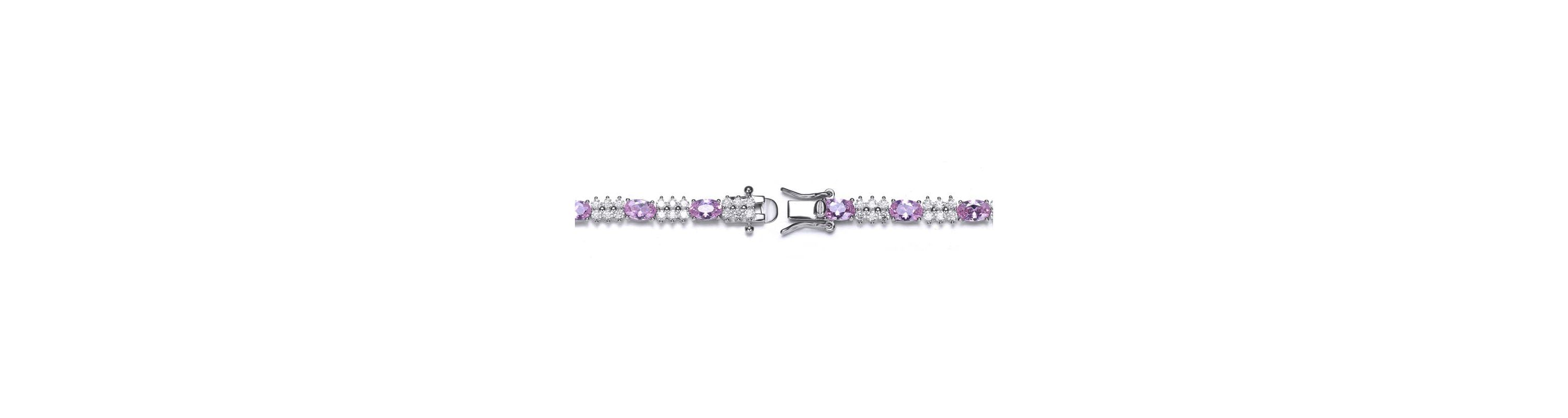 Lab Created Sterling Silver White Gold Plated with Colored Cubic Zirconia CZ Bracelet