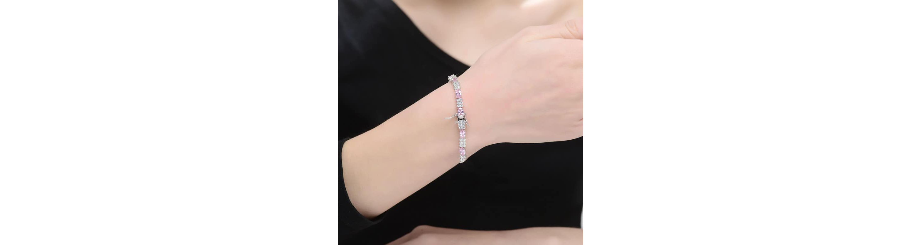 Lab Created Sterling Silver White Gold Plated with Colored Cubic Zirconia CZ Bracelet