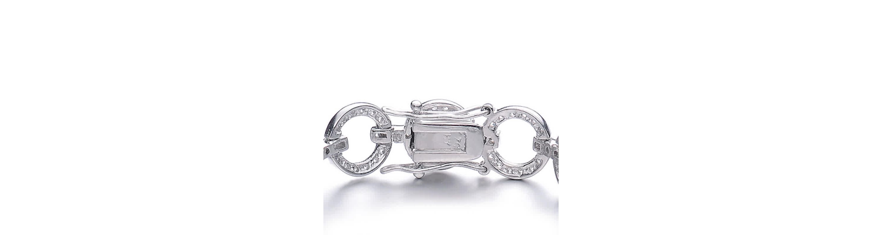Lab Created Sterling Silver White Gold Plated Cubic Zirconia Circle Link Bracelet