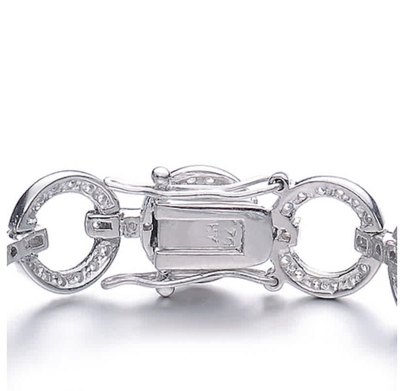 Lab Created Sterling Silver White Gold Plated Cubic Zirconia Circle Link Bracelet