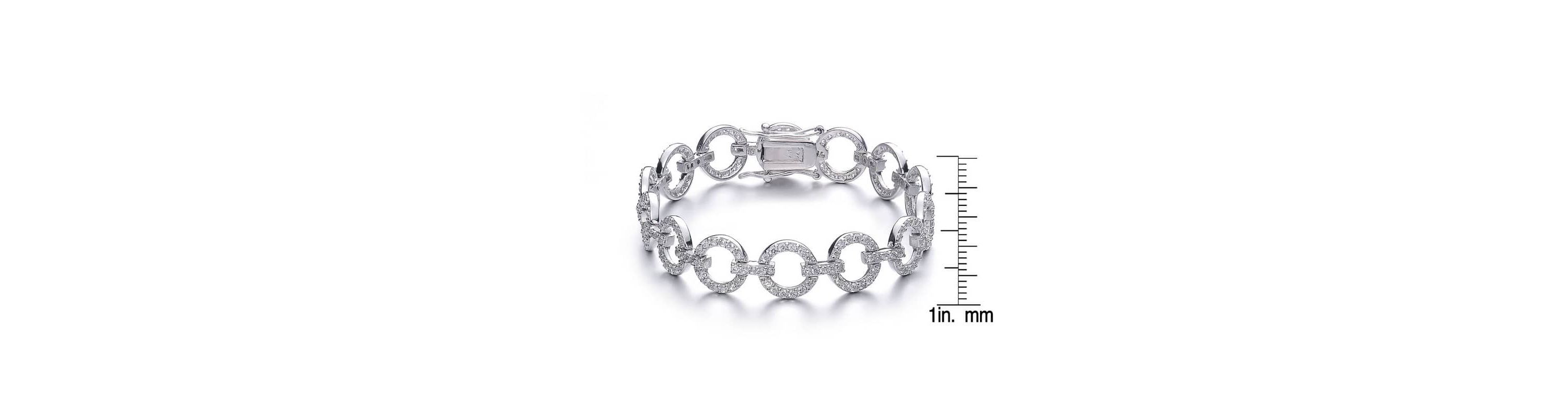Lab Created Sterling Silver White Gold Plated Cubic Zirconia Circle Link Bracelet