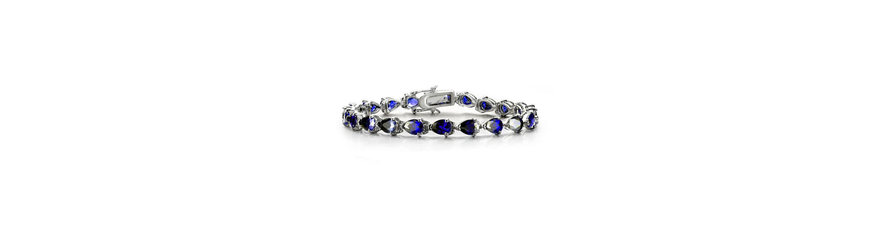 Lab Created Sterling Silver White Gold Plated with Colored Cubic Zirconia Pear-cut Bracelet