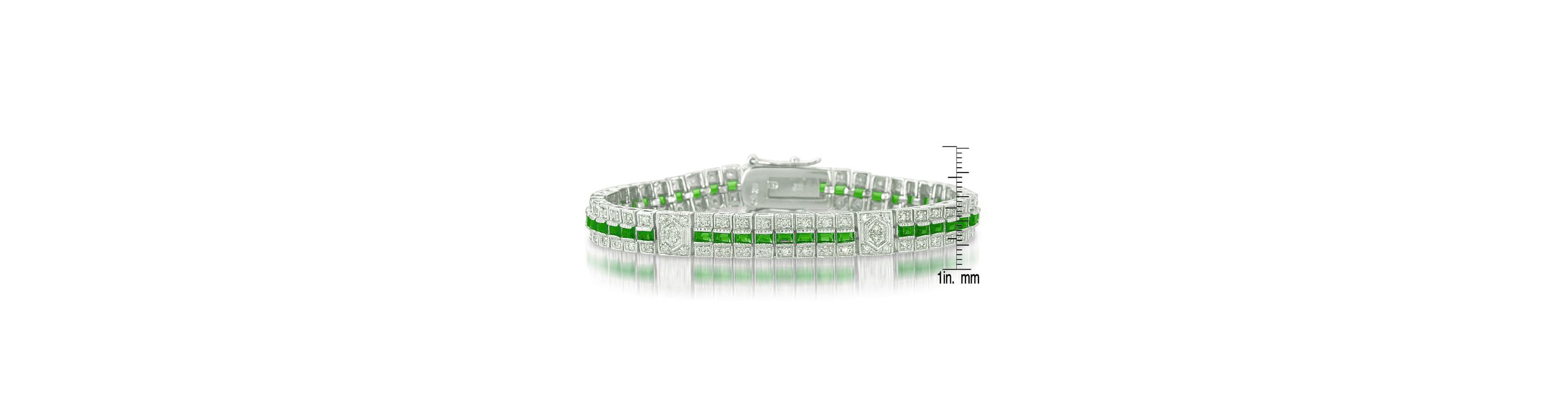 Lab Created Sterling Silver White Gold Plated with Colored Cubic Zirconia Pear-cut Bracelet