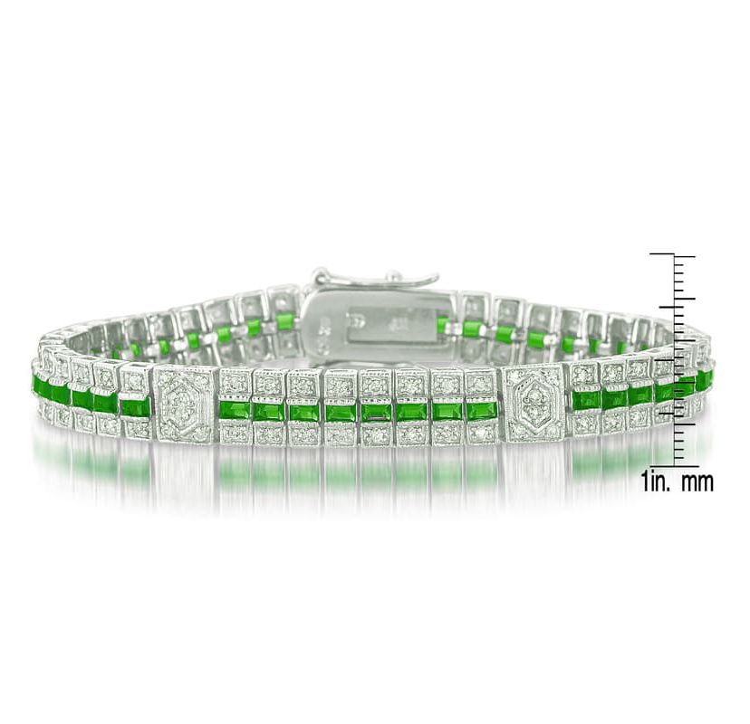 Lab Created Sterling Silver White Gold Plated with Colored Cubic Zirconia Pear-cut Bracelet