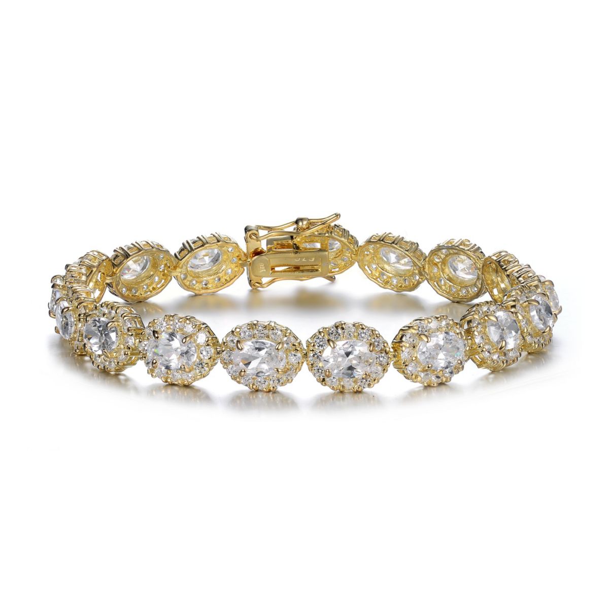 Lab Created Sterling Silver with Oval Colored Cubic Zirconia Stylish Tennis Bracelet