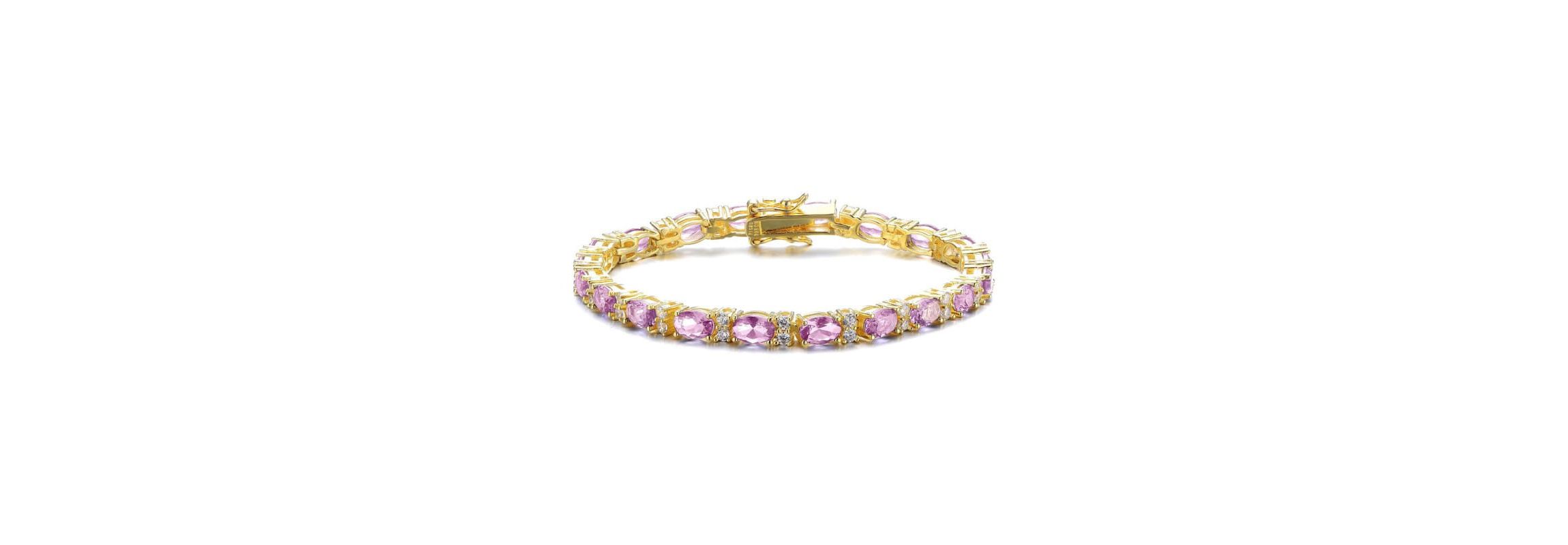 Lab Created Sterling Silver White Gold Plated with Colored Cubic Zirconia Bracelet