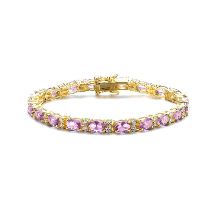 Lab Created Sterling Silver White Gold Plated with Colored Cubic Zirconia Bracelet