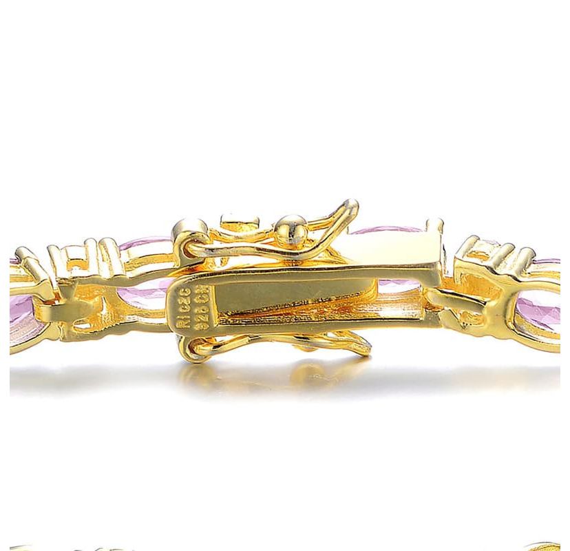 Lab Created Sterling Silver White Gold Plated with Colored Cubic Zirconia Bracelet