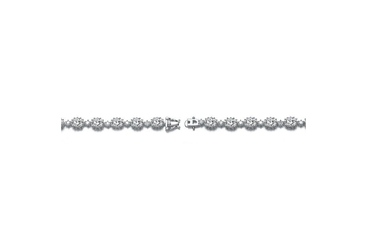 Lab Created Sterling Silver White Gold Plated Clear Cubic Zirconia Link Bracelet