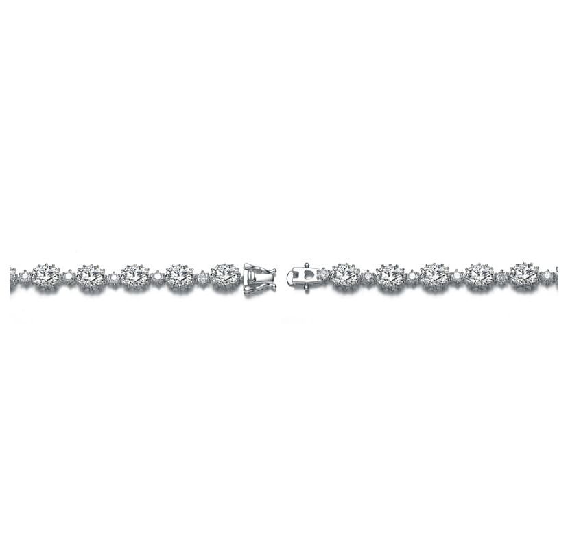Lab Created Sterling Silver White Gold Plated Clear Cubic Zirconia Link Bracelet