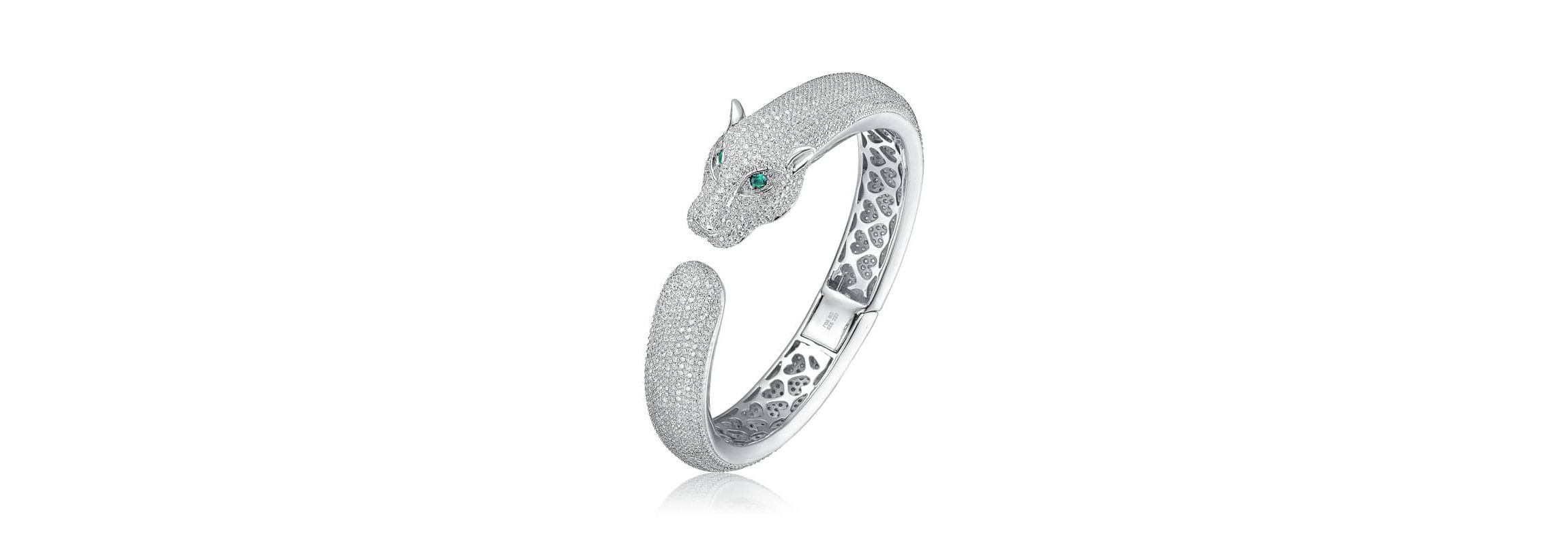 Lab Created Sterling Silver with Emerald Green Cubic Zirconia Hinged Open Cuff Bangle Bracelet