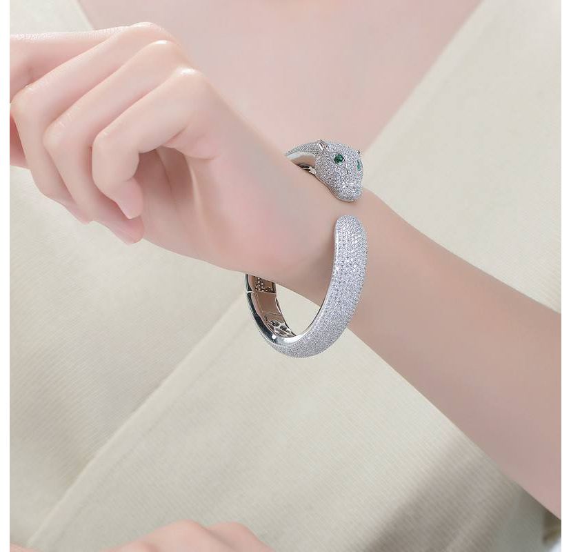 Lab Created Sterling Silver with Emerald Green Cubic Zirconia Hinged Open Cuff Bangle Bracelet