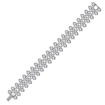 Rozzato Lab Created Sterling Silver White Gold Plated Clear Cubic Zirconia Modern Tennis Bracelet