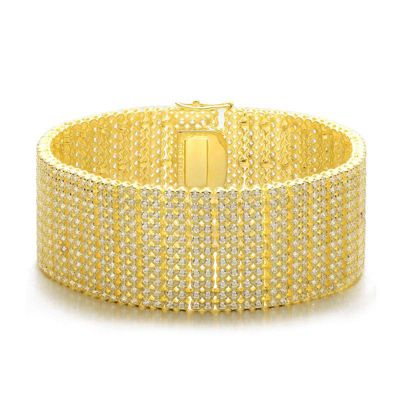 Rozzato Lab Created Sterling Silver 14K Gold-Plated Cubic Zirconia Tennis Bracelet