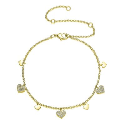 Rozzato Lab Created Cubic Zirconia Heart Halo Charm Kids/Teens Bracelet in Sterling Silver