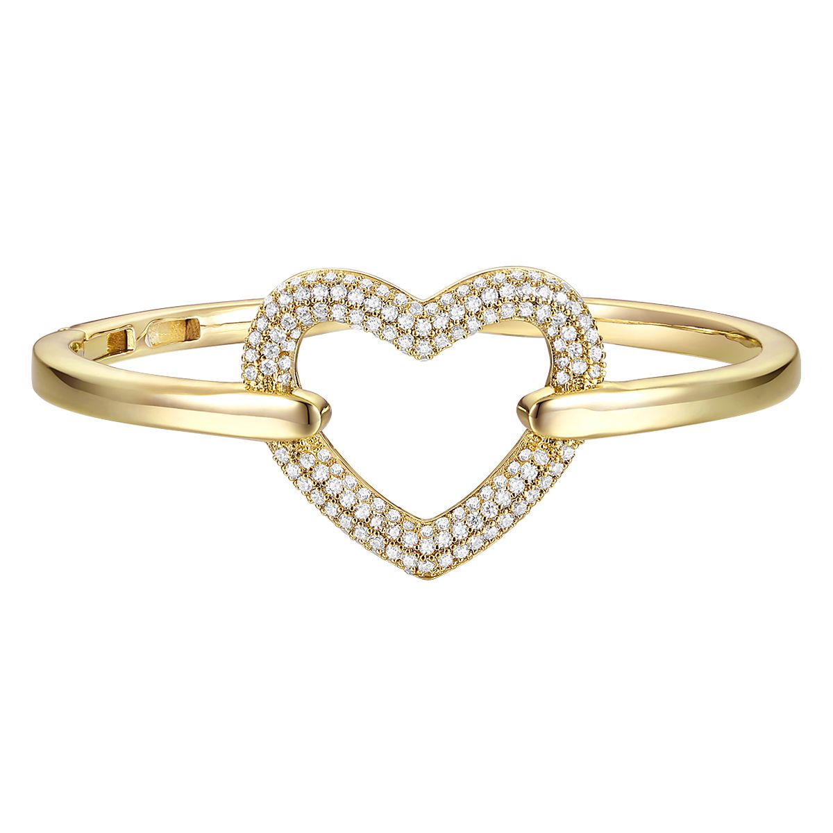 Lab Created Sterling Silver with Clear Cubic Zirconia French Pave Heart Halo Bracelet