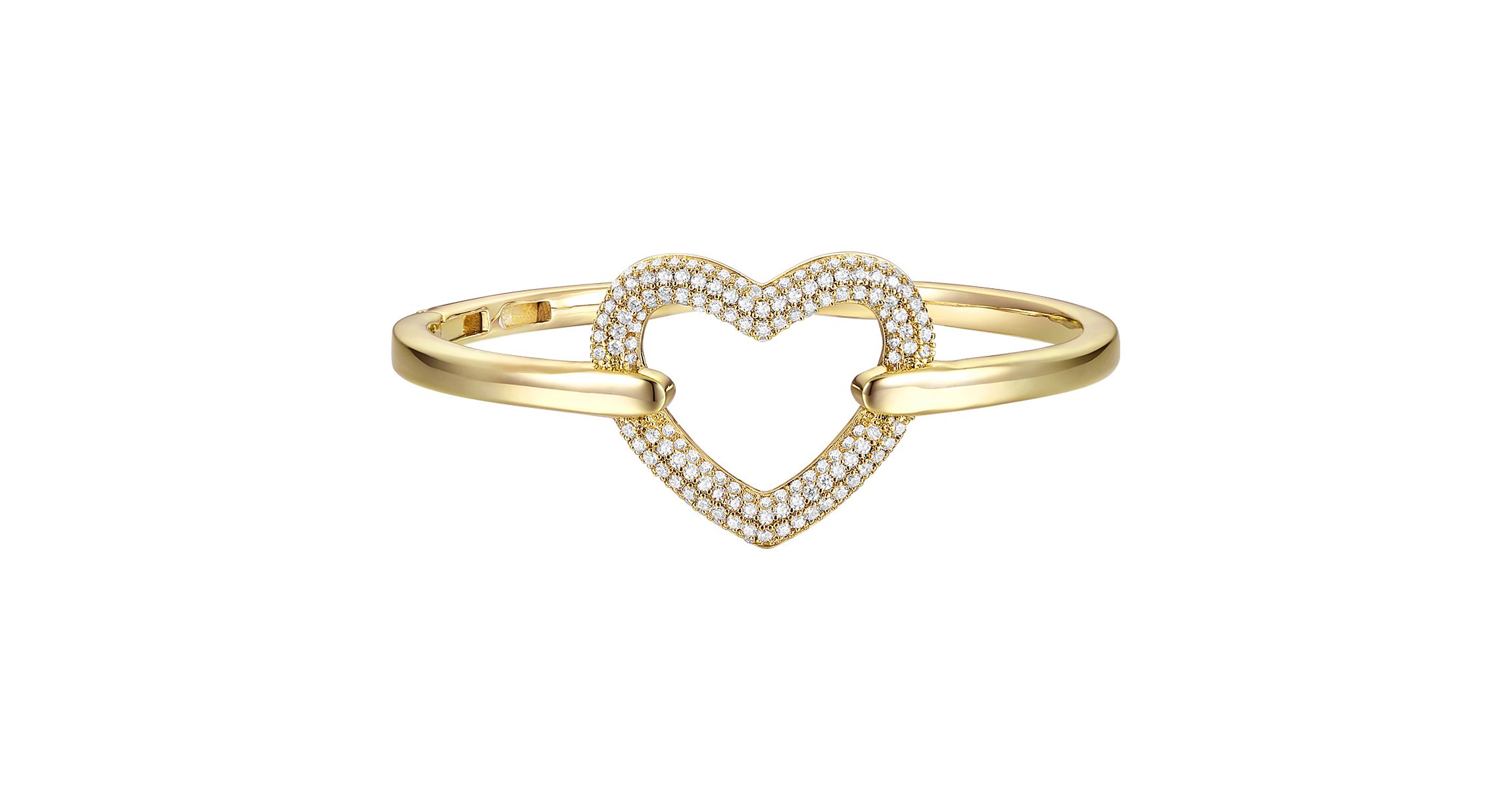 Lab Created Sterling Silver with Clear Cubic Zirconia French Pave Heart Halo Bracelet