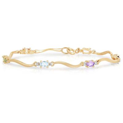 Rozzato Lab Created Sterling Silver 14K Gold Plated with Multi-Colored Cubic Zirconia Bracelet