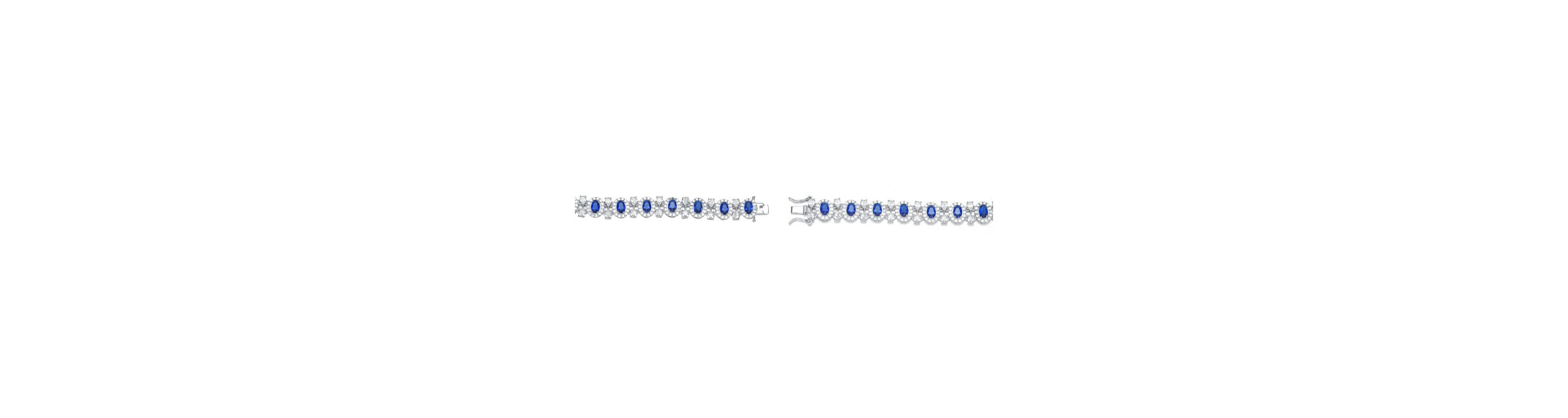 Lab Created Sterling Silver White Gold Plated with Sapphire Blue Cubic Zirconia Bling Bracelet