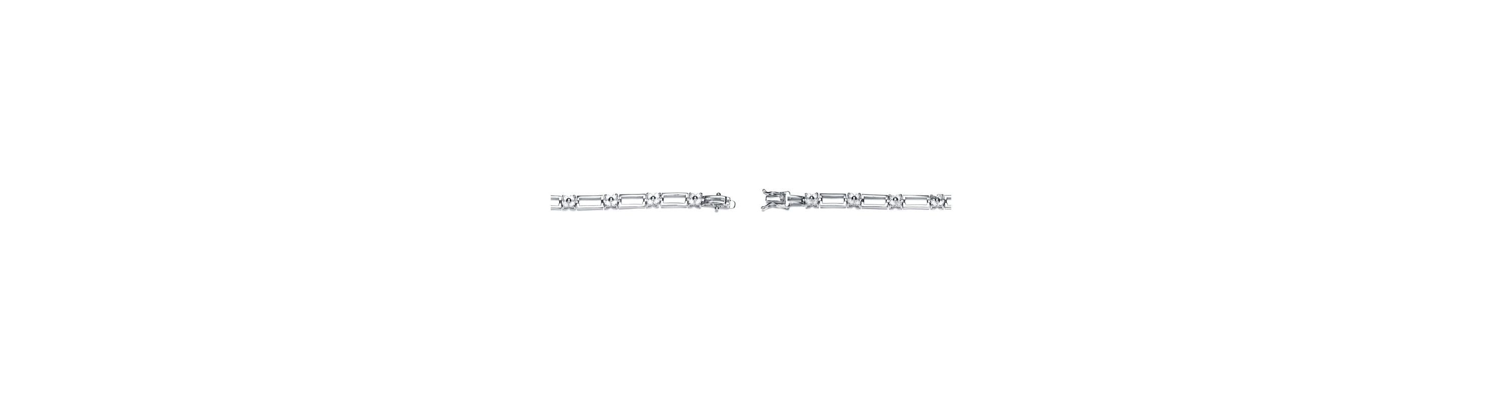 Lab Created Sterling Silver White Cubic Zirconia with Clear Cubic Zirconia Flower Design Bracelet