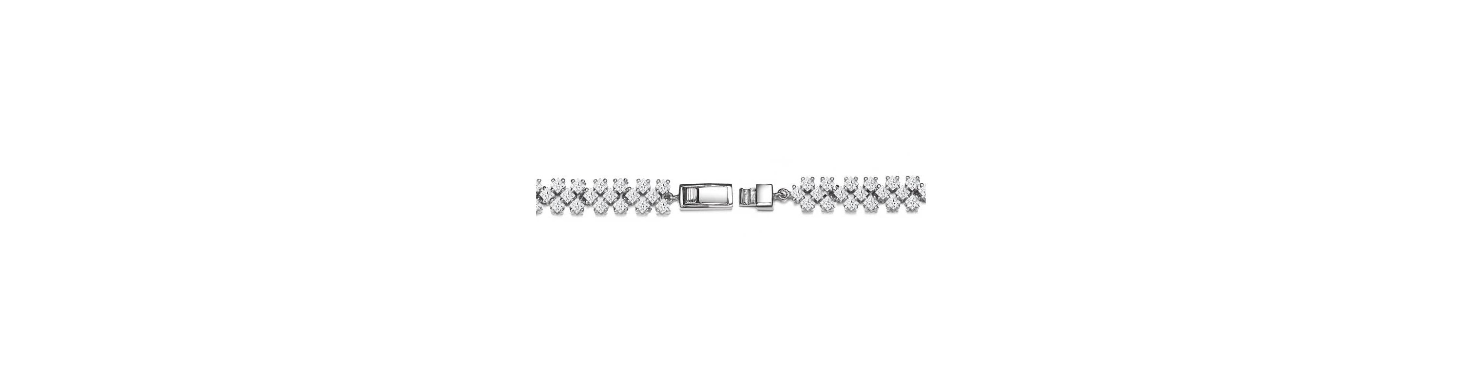 Lab Created Sterling Silver White Gold Plated with Clear Round Cubic Zirconia Milgrain Bezel Tennis Bracelet