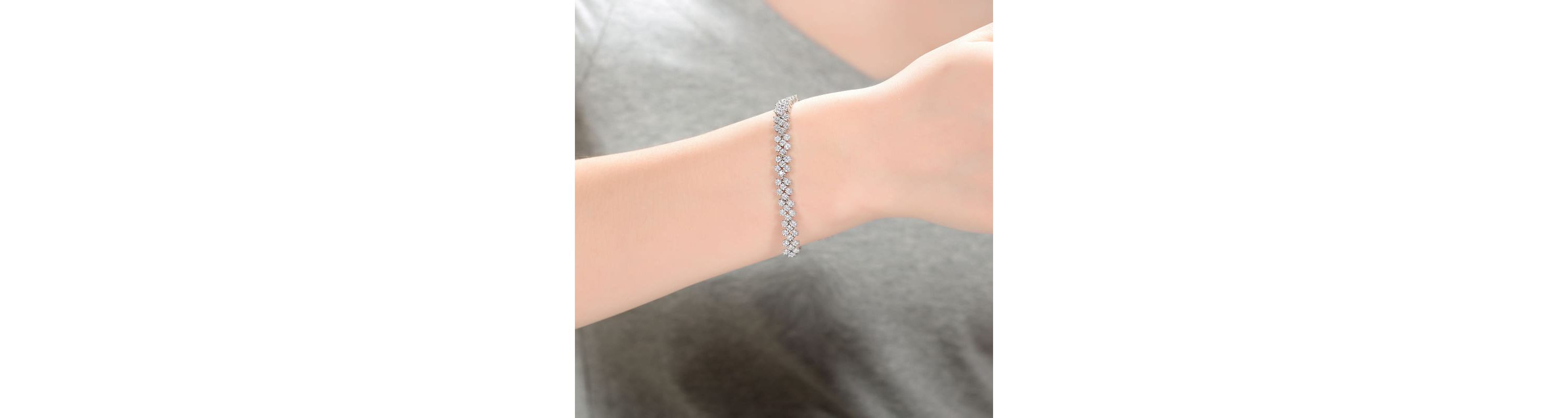 Lab Created Sterling Silver White Gold Plated with Clear Round Cubic Zirconia Milgrain Bezel Tennis Bracelet