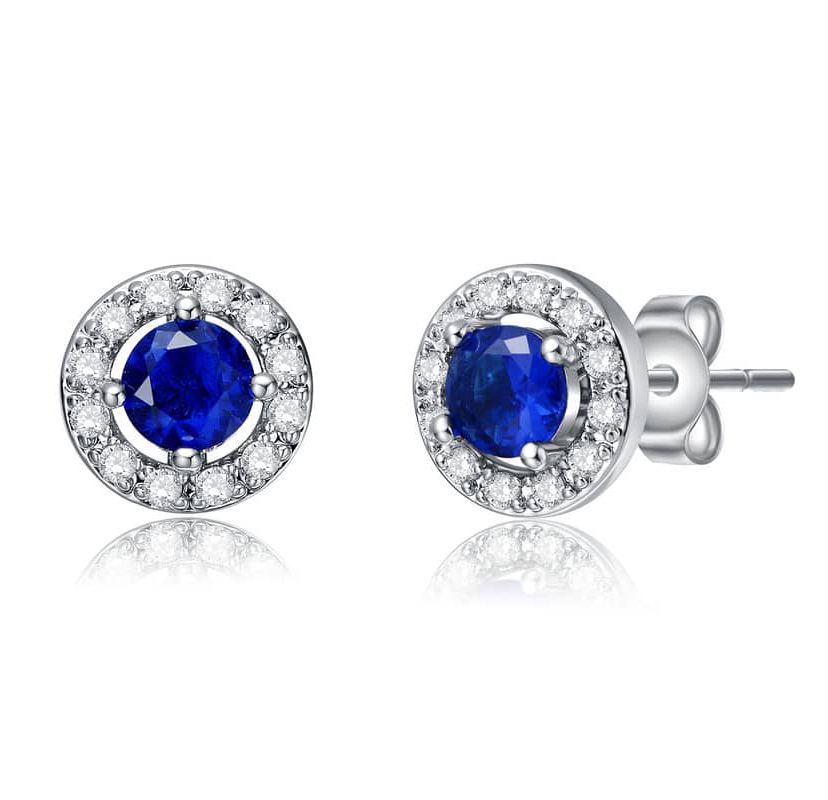 Lab Created Cubic Zirconia Elegant Halo Stud Earrings
