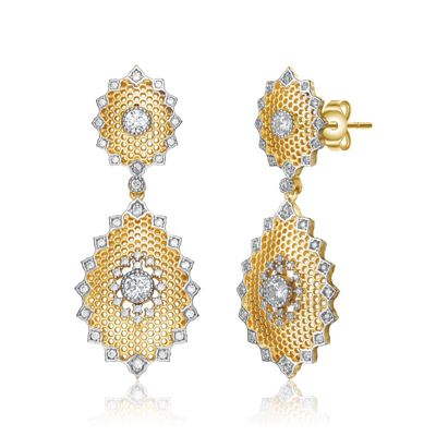 Rozzato Lab Created Two-Tone with Clear Cubic Zirconia Drop Earrings