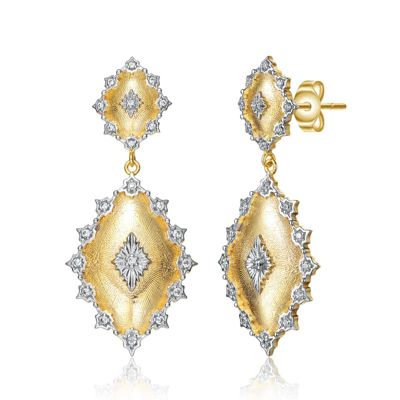 Rozzato Lab Created Two-Tone with Clear Cubic Zirconia Drop Earrings