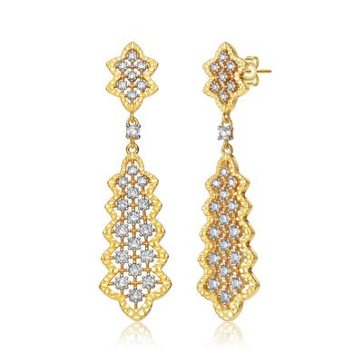Rozzato Lab Created Two-Tone with Clear Cubic Zirconia Dangle Earrings