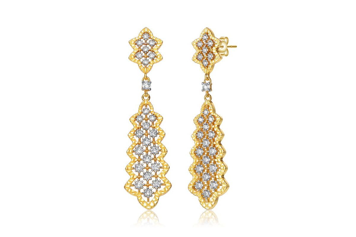 Lab Created Two-Tone with Clear Cubic Zirconia Dangle Earrings