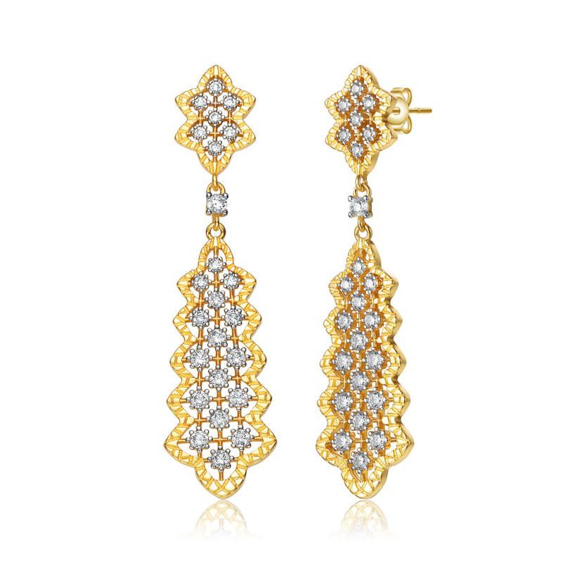 Lab Created Two-Tone with Clear Cubic Zirconia Dangle Earrings