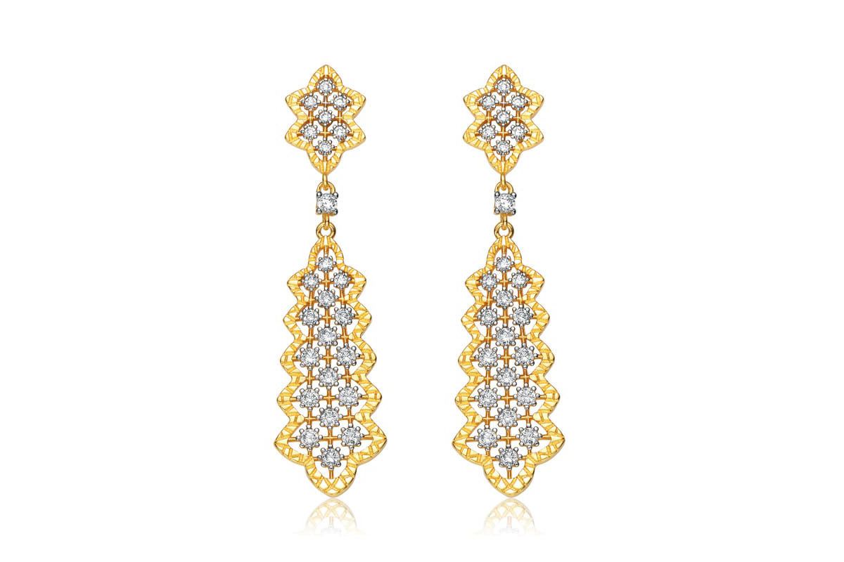 Lab Created Two-Tone with Clear Cubic Zirconia Dangle Earrings