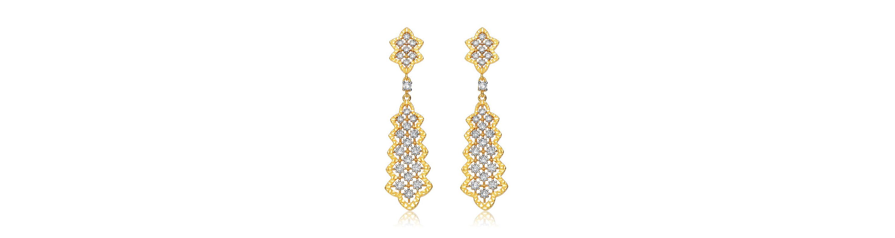Lab Created Two-Tone with Clear Cubic Zirconia Dangle Earrings