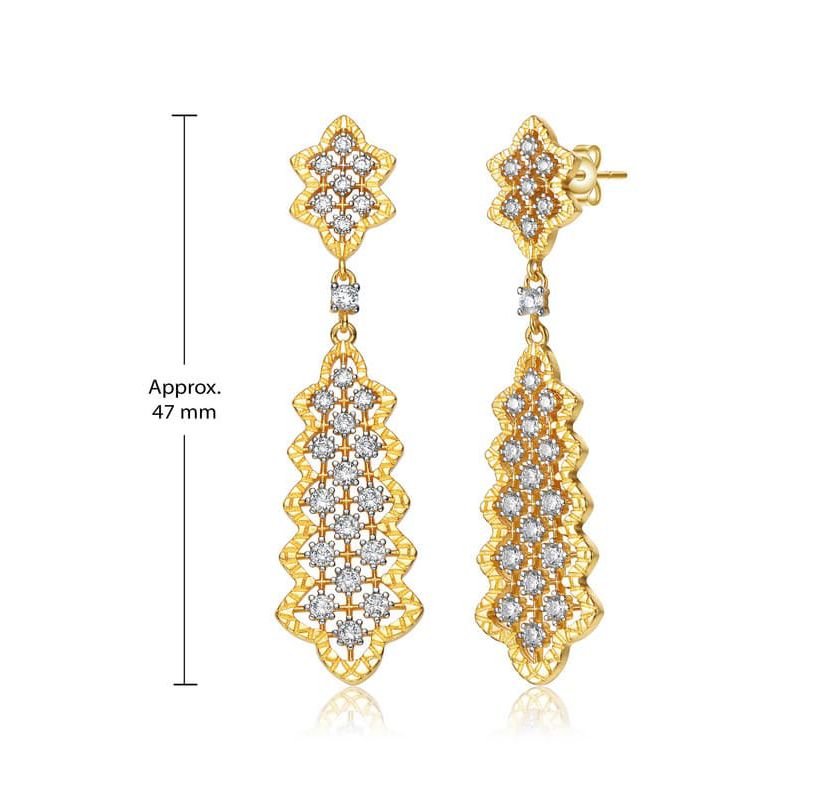Lab Created Two-Tone with Clear Cubic Zirconia Dangle Earrings