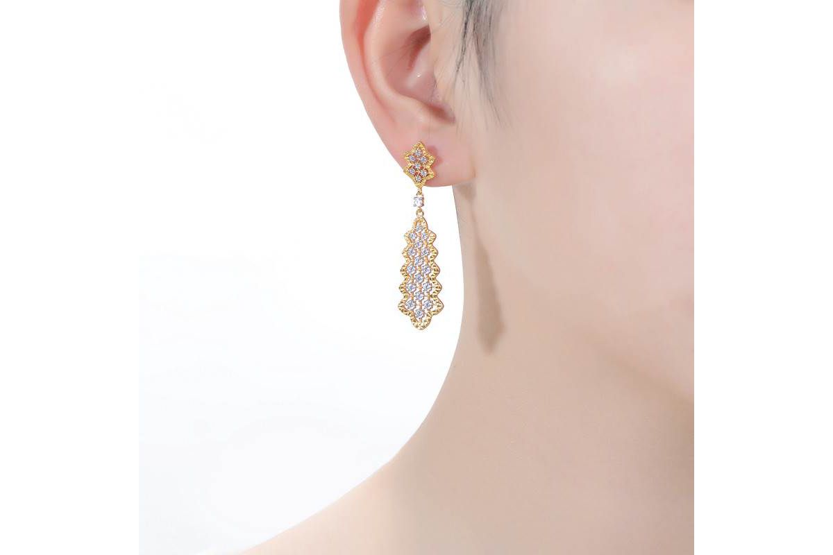 Lab Created Two-Tone with Clear Cubic Zirconia Dangle Earrings