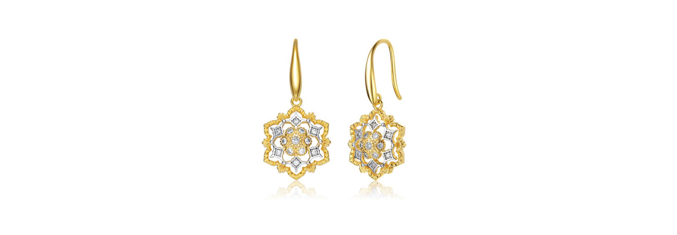 Lab Created Two-Tone with with Cubic Zirconia Hook Earrings