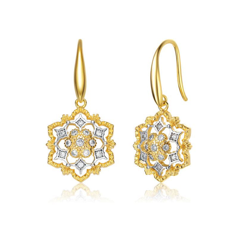 Lab Created Two-Tone with with Cubic Zirconia Hook Earrings