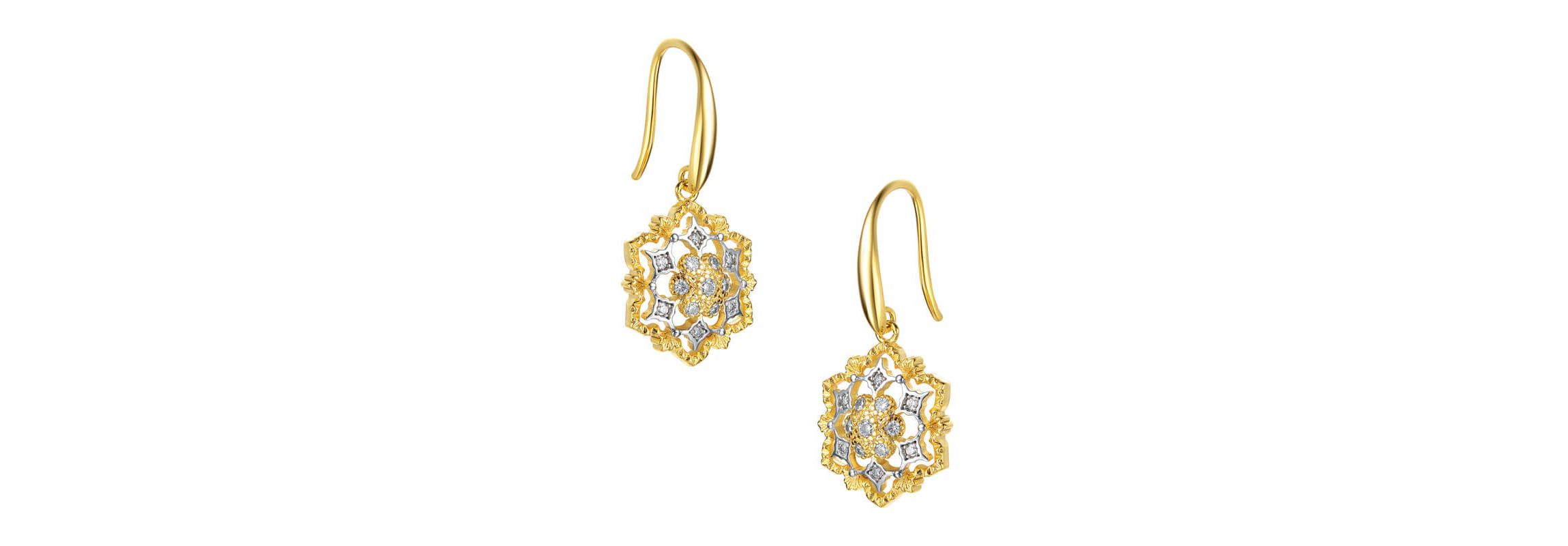 Lab Created Two-Tone with with Cubic Zirconia Hook Earrings