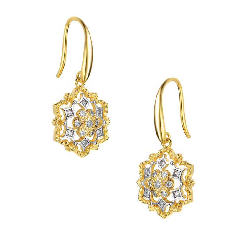 Lab Created Two-Tone with with Cubic Zirconia Hook Earrings