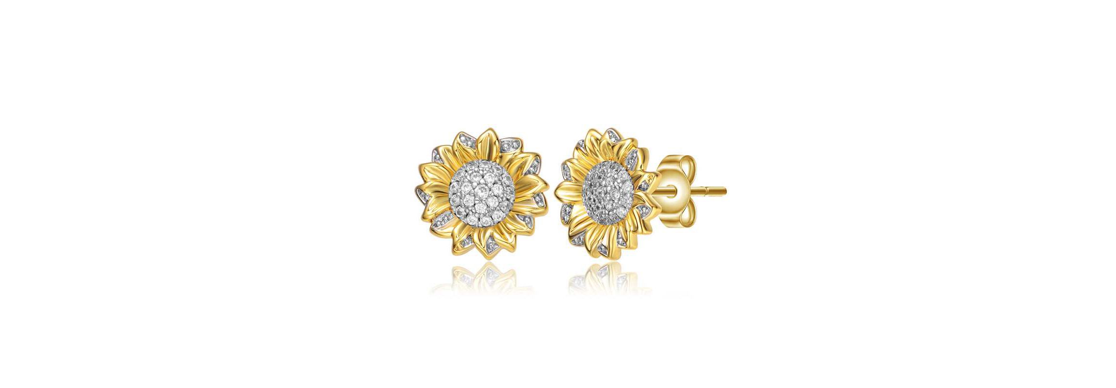 Lab Created Chic 14K Gold Plated Cubic Zirconia Stud Earrings