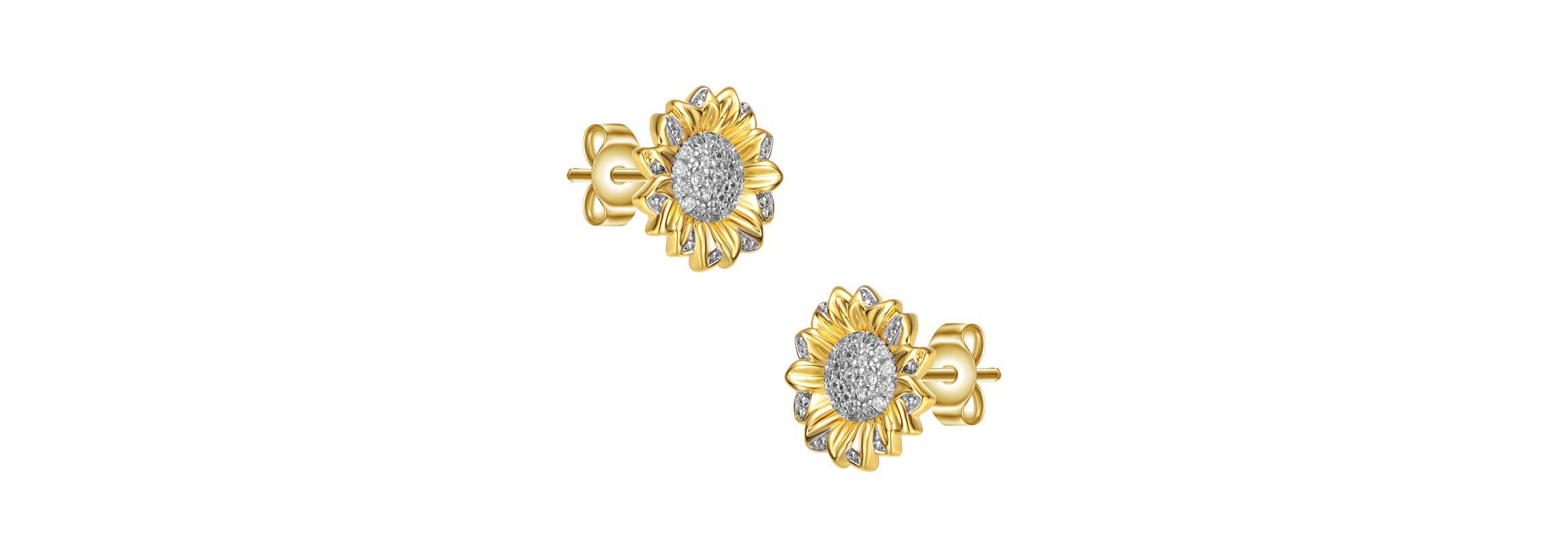 Lab Created Chic 14K Gold Plated Cubic Zirconia Stud Earrings