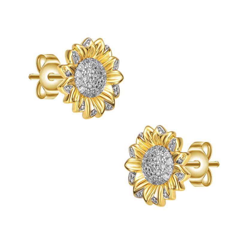 Lab Created Chic 14K Gold Plated Cubic Zirconia Stud Earrings